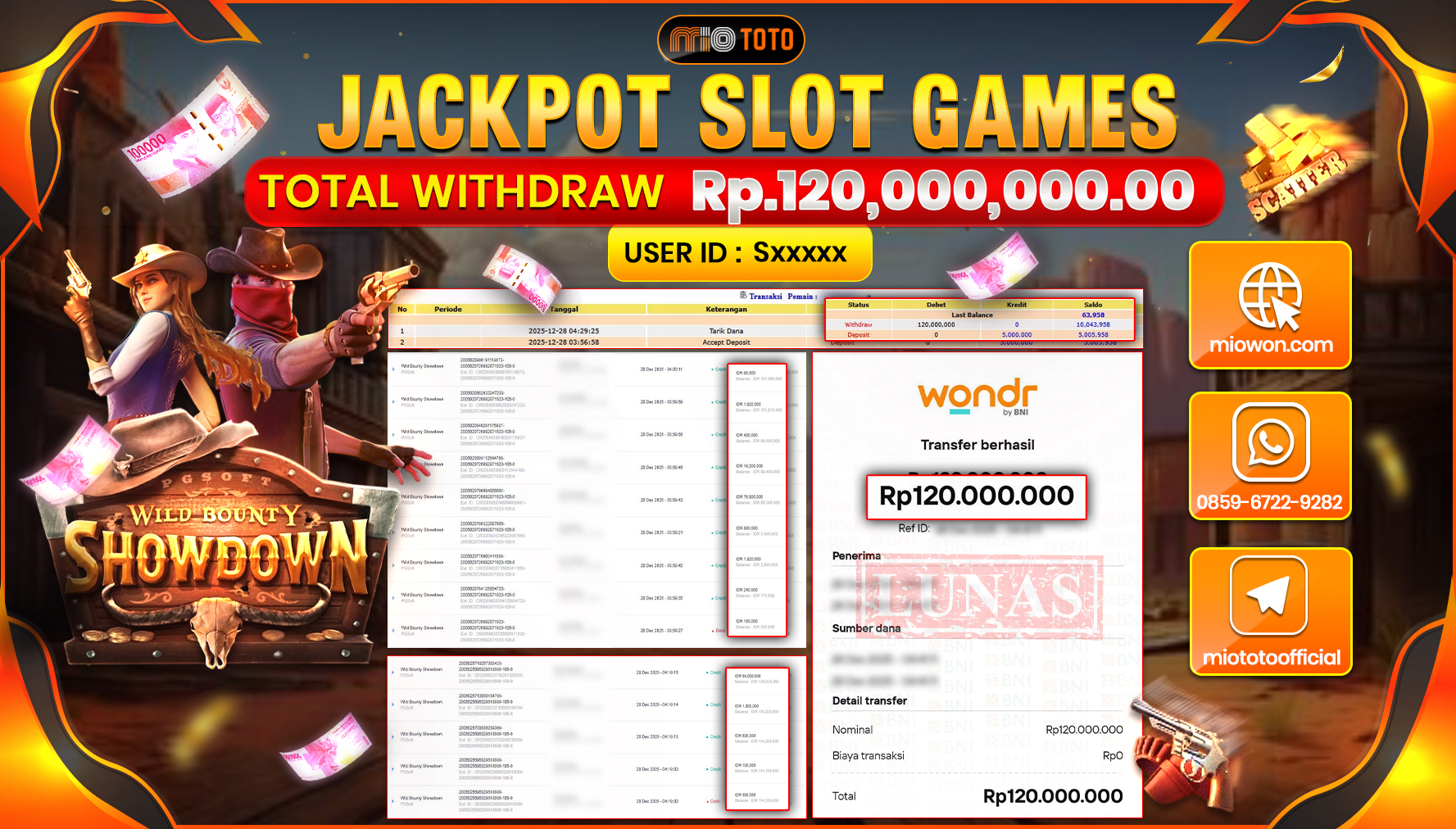 JACKPOT  SLOT WILD BOUNTY Rp.120,000,000 DI BAYAR TUNAI !!!