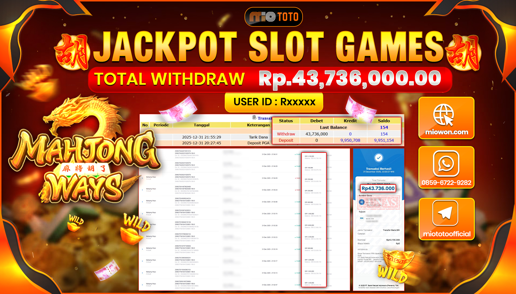 JACKPOT  SLOT MAHJONG WAYS Rp.43,736,000 DI BAYAR TUNAI !!!
