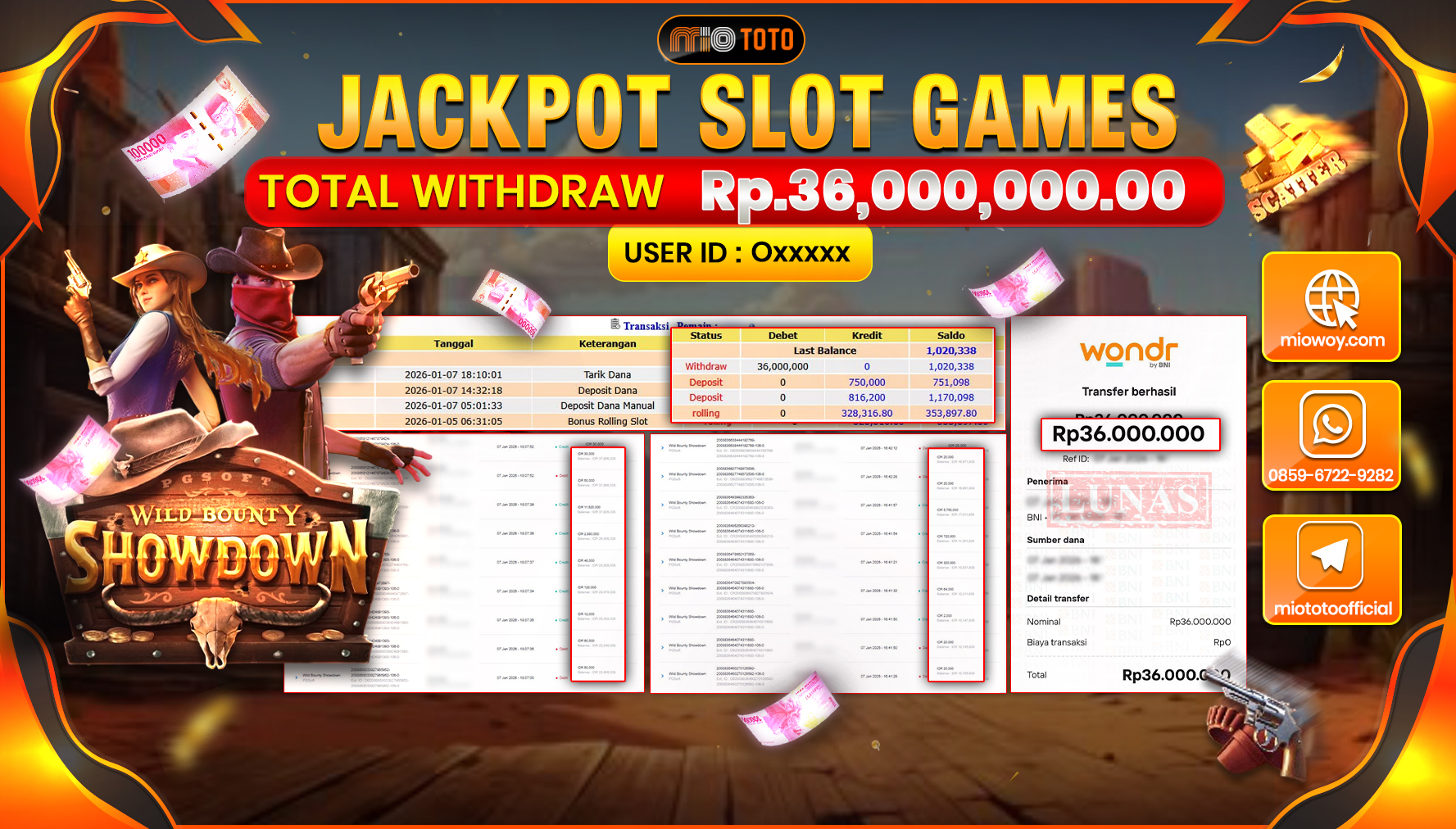 JACKPOT  SLOT WILD BOUNTY SHOWDOWN Rp.36,000,000 DI BAYAR TUNAI !!!