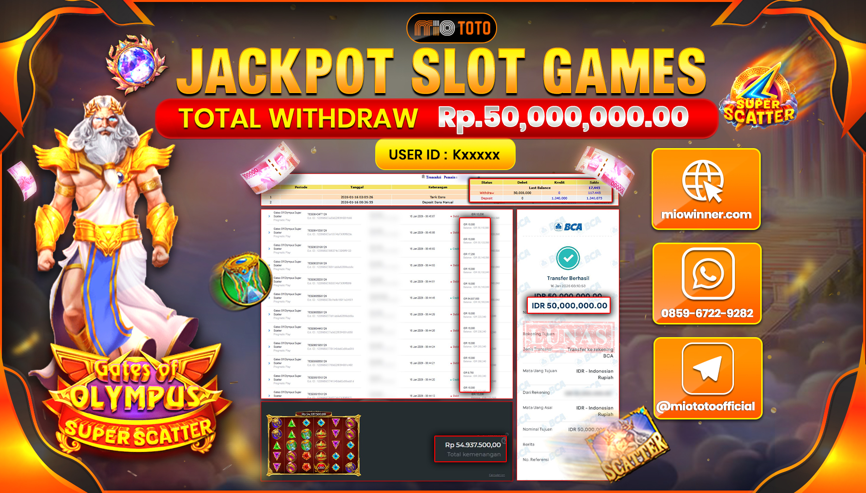JACKPOT SLOT GATE OF OLYMPUS SUPER SCATTER Rp.50,000,000 DI BAYAR TUNAI !!!