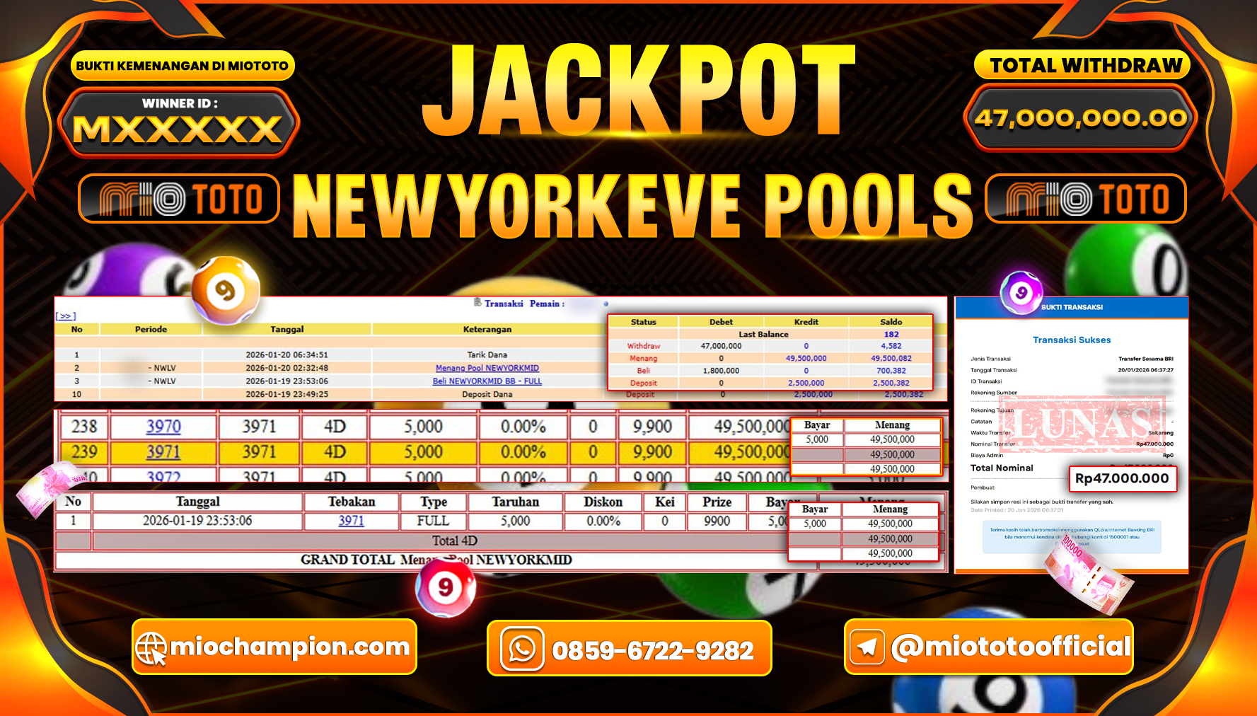 JACKPOT TOGEL NEWYORKEVE POOLS Rp.47,000,000 DI BAYAR TUNAI !!!