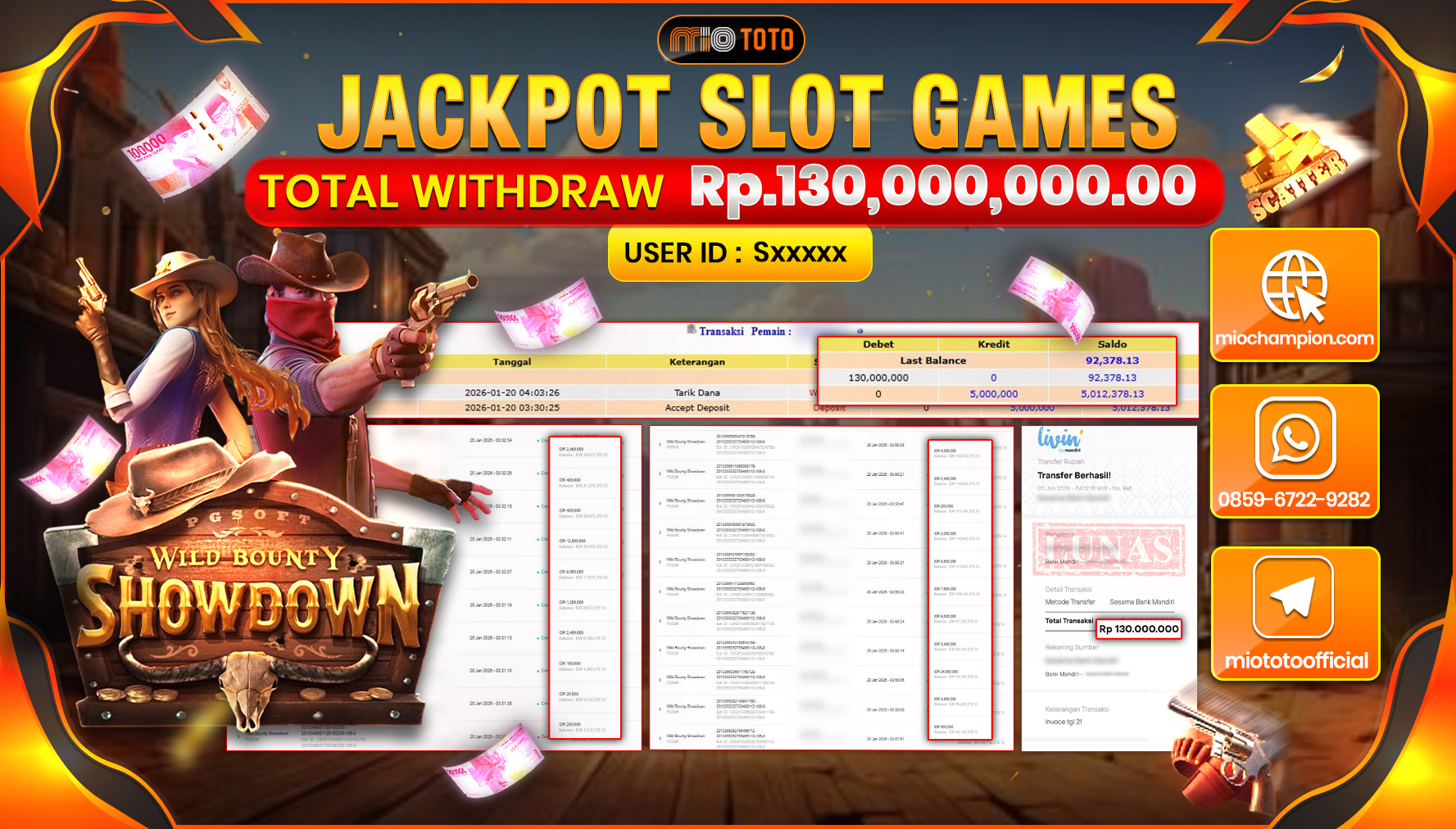 JACKPOT SLOT WILD BOUNTY SHOWDOWN Rp.130,000,000 DI BAYAR TUNAI !!!