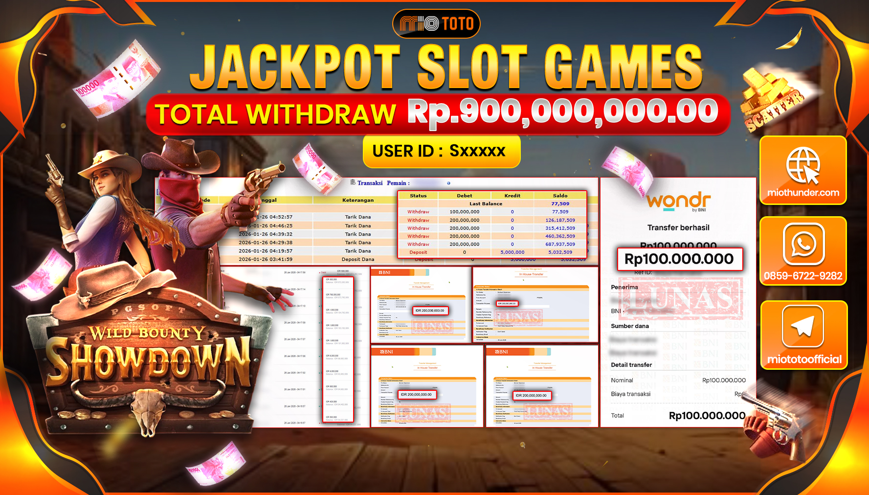 JACKPOT SLOT WILD BOUNTY SHOWDOWN Rp.900,000,000 DI BAYAR TUNAI !!!