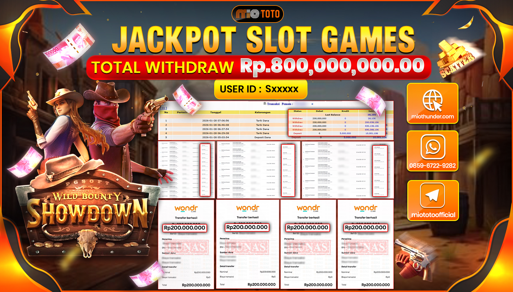 JACKPOT SLOT WILD BOUNTY SHOWDOWN Rp.800,000,000 DI BAYAR TUNAI !!!