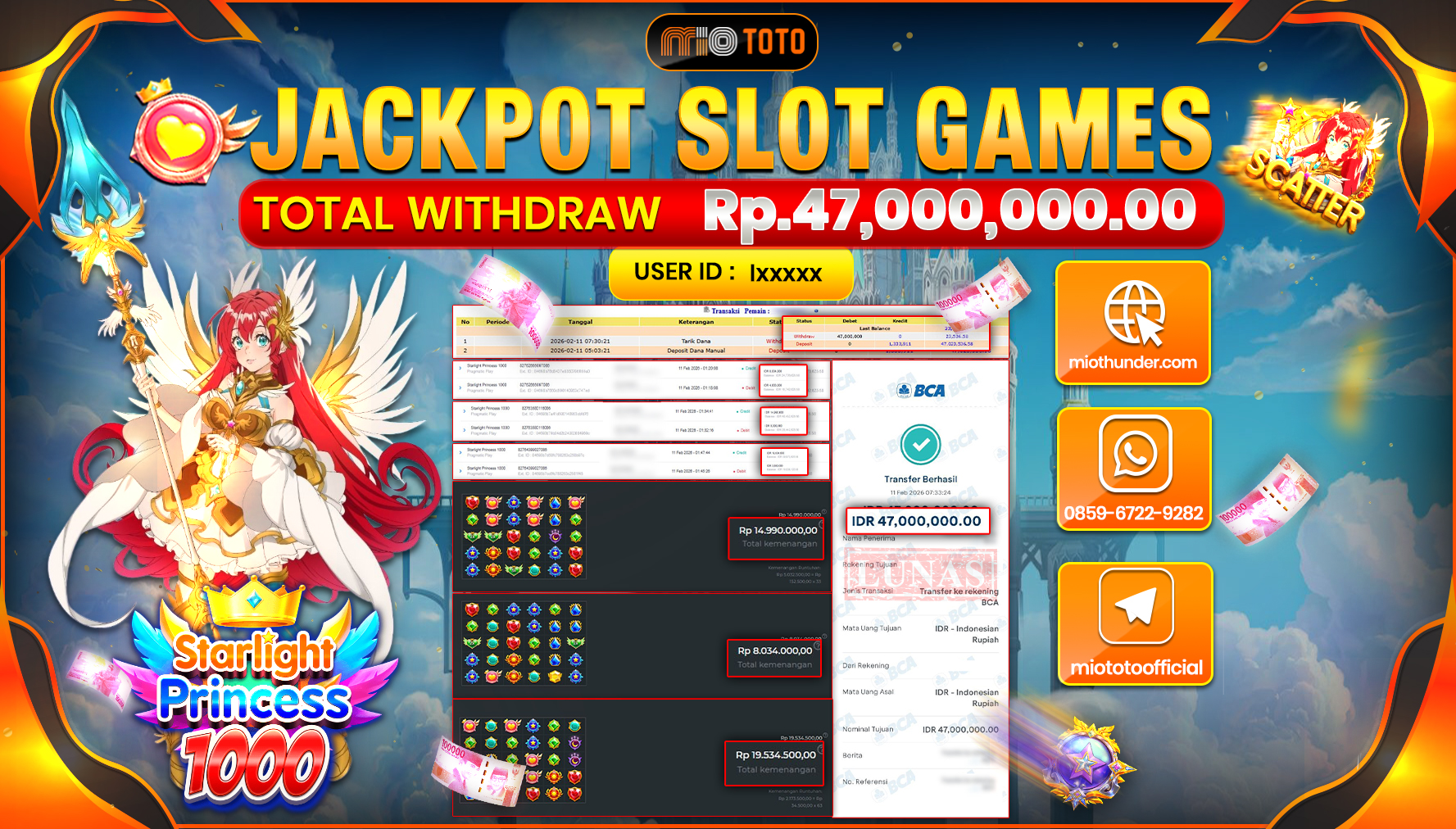JACKPOT SLOT STARLIGHT PRINCESS 1000 Rp.47,000,000 DI BAYAR TUNAI !!!