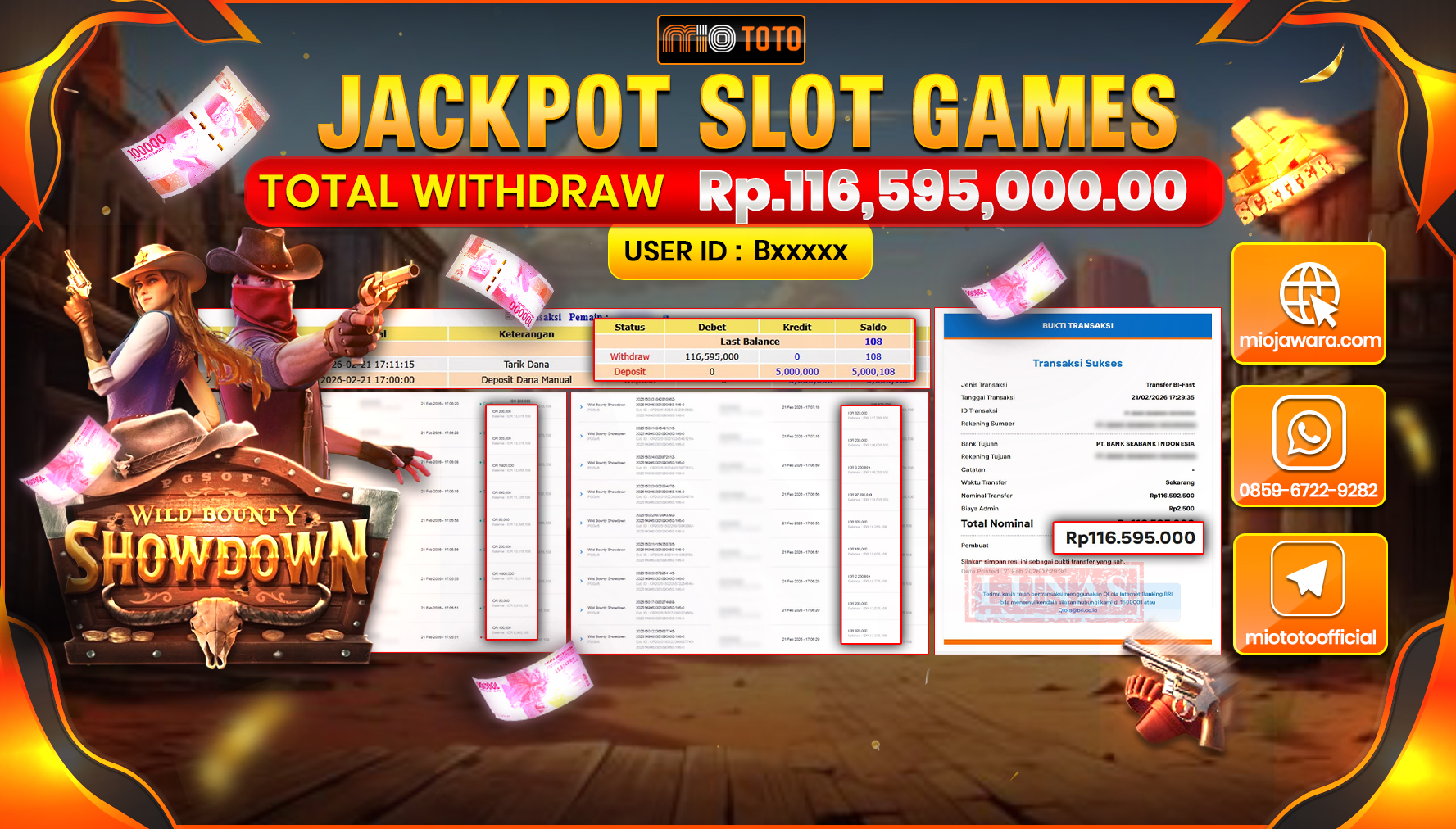JACKPOT SLOT WILD BOUNTY SHOWDOWN Rp.116,595,000 DI BAYAR TUNAI !!!