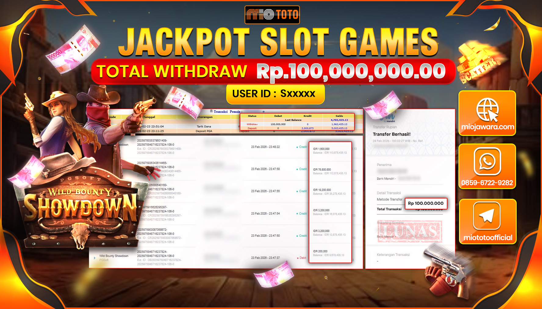 JACKPOT SLOT WILD BOUNTY SHOWDOWN Rp.100,000,000 DI BAYAR TUNAI !!!