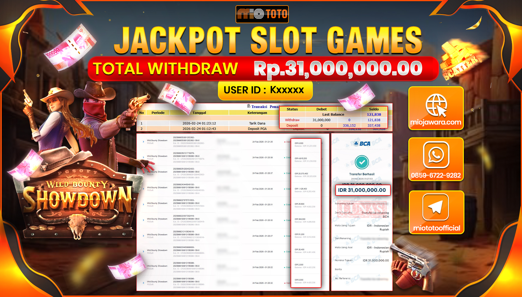 JACKPOT SLOT WILD BOUNTY SHOWDOWN Rp.31,000,000 DI BAYAR TUNAI !!!