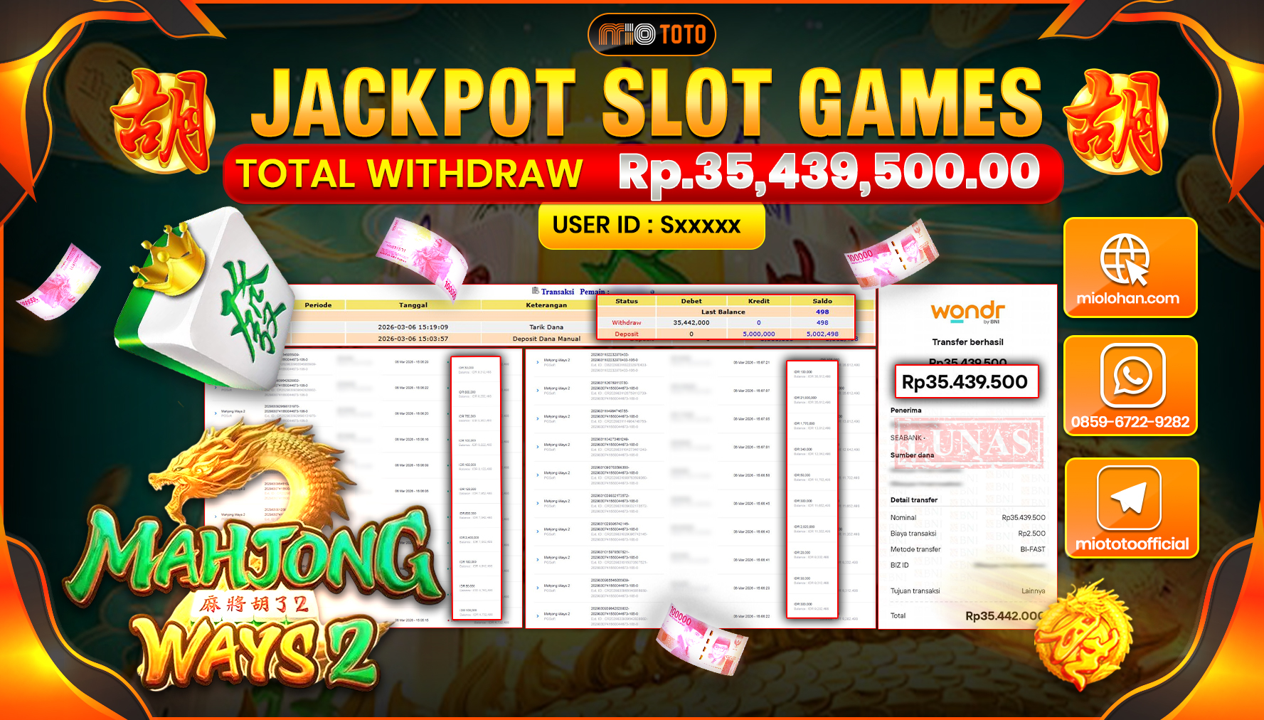 JACKPOT SLOT MAHJONG WAYS 2 Rp.35,439,500 DI BAYAR TUNAI !!!