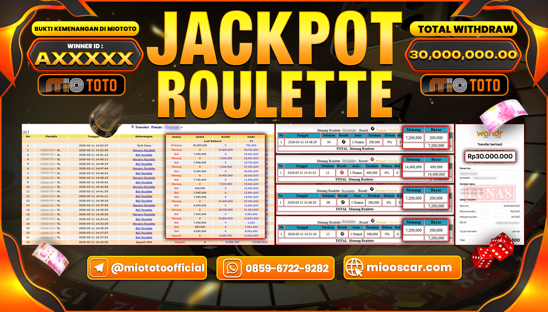 JACKPOT LIVE GAME ROULETTE Rp.30,000,000 DI BAYAR TUNAI !!!