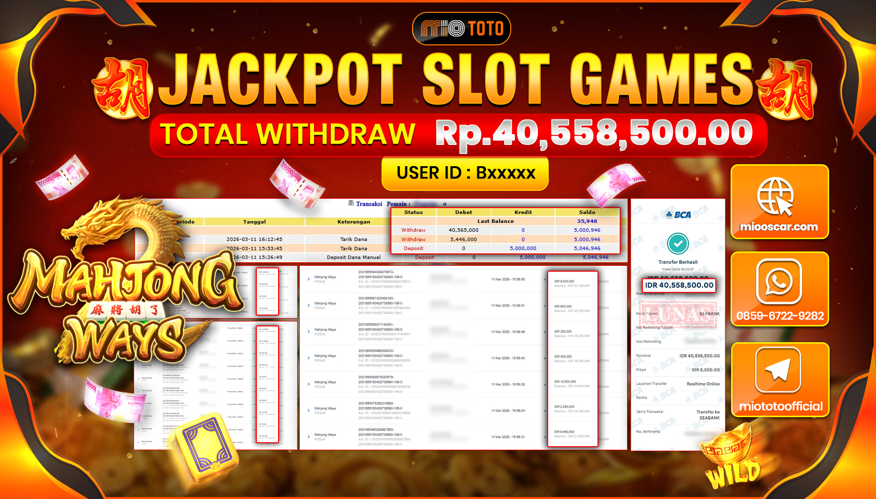 JACKPOT SLOT MAHJONG WAYS Rp.40,558,500 DI BAYAR TUNAI !!!