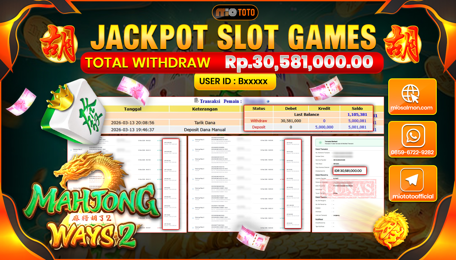 JACKPOT SLOT MAHJONG WAYS 2 Rp.30,581,000 DI BAYAR TUNAI !!!