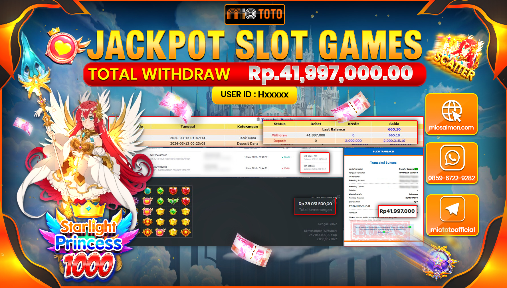 JACKPOT SLOT STARLIGHT PRINCESS 1000 Rp.41,997,000 DI BAYAR TUNAI !!!
