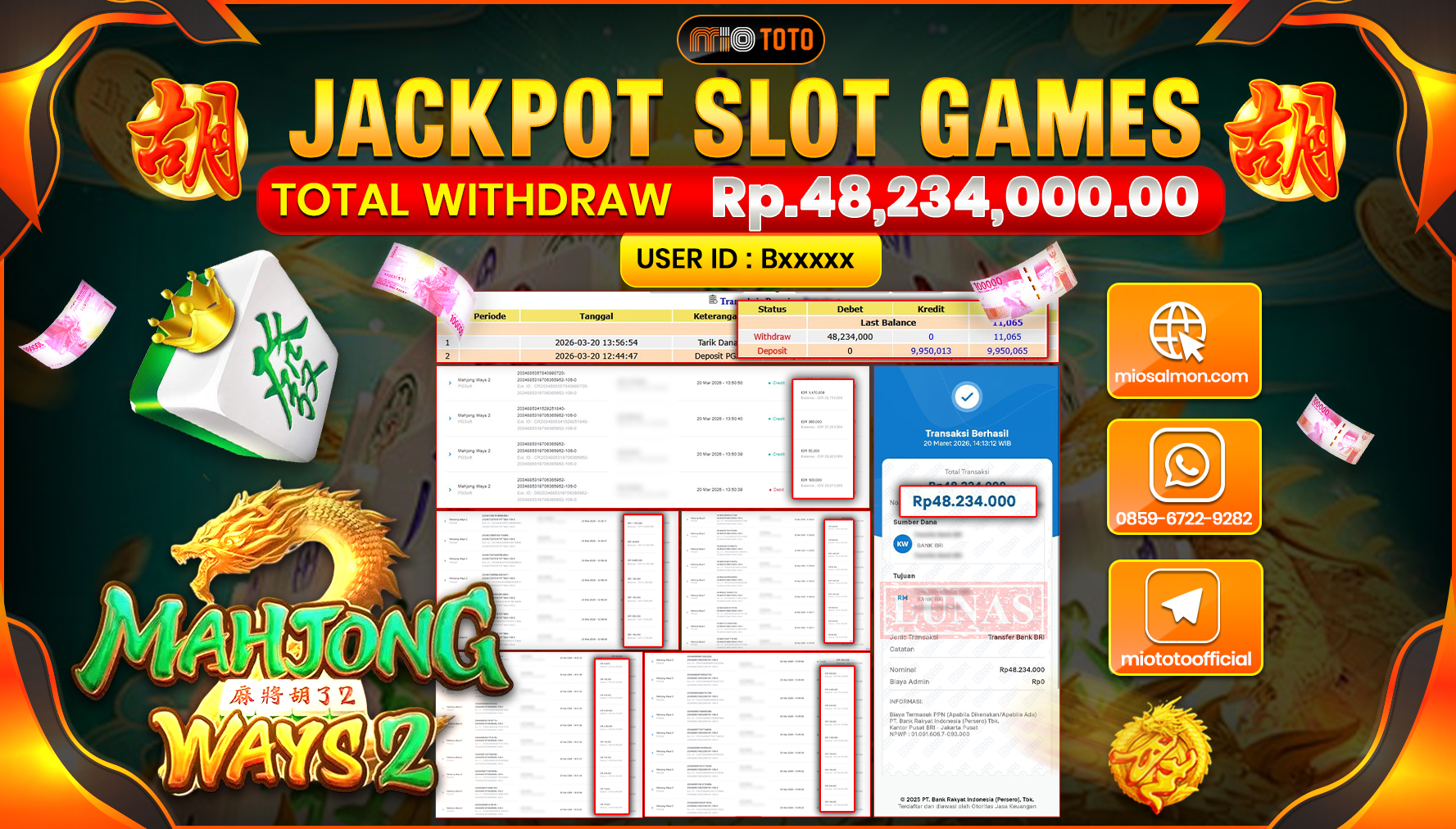 JACKPOT SLOT MAHJONG WAYS 2 Rp.48,234,000 DI BAYAR TUNAI !!!