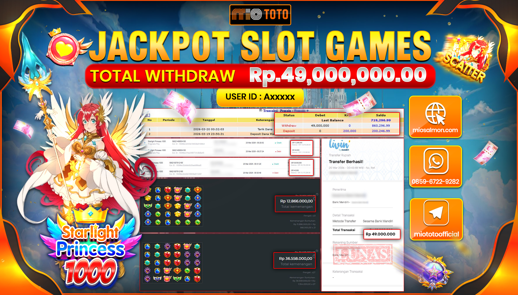 JACKPOT SLOT STARLIGHT PRINCESS 1000 Rp.49,000,000 DI BAYAR TUNAI !!!