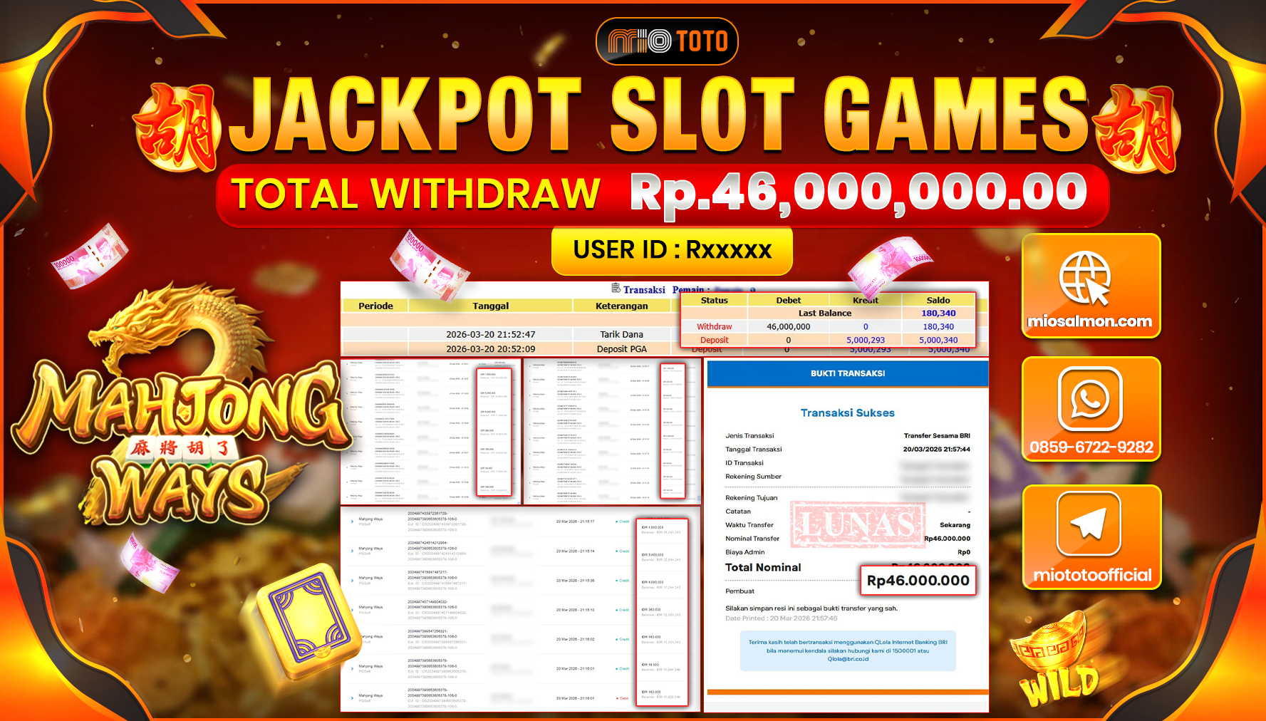 JACKPOT SLOT MAHJONG WAYS Rp.46,000,000 DI BAYAR TUNAI !!!
