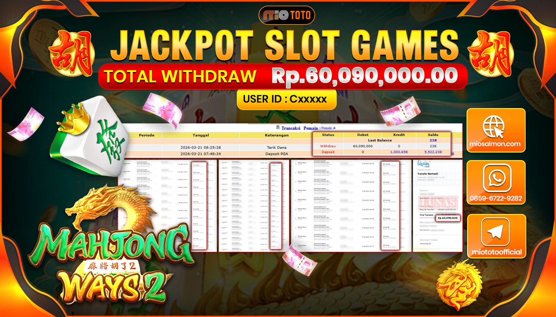 JACKPOT SLOT MAHJONG WAYS 2 Rp.60,090,000 DI BAYAR TUNAI !!!