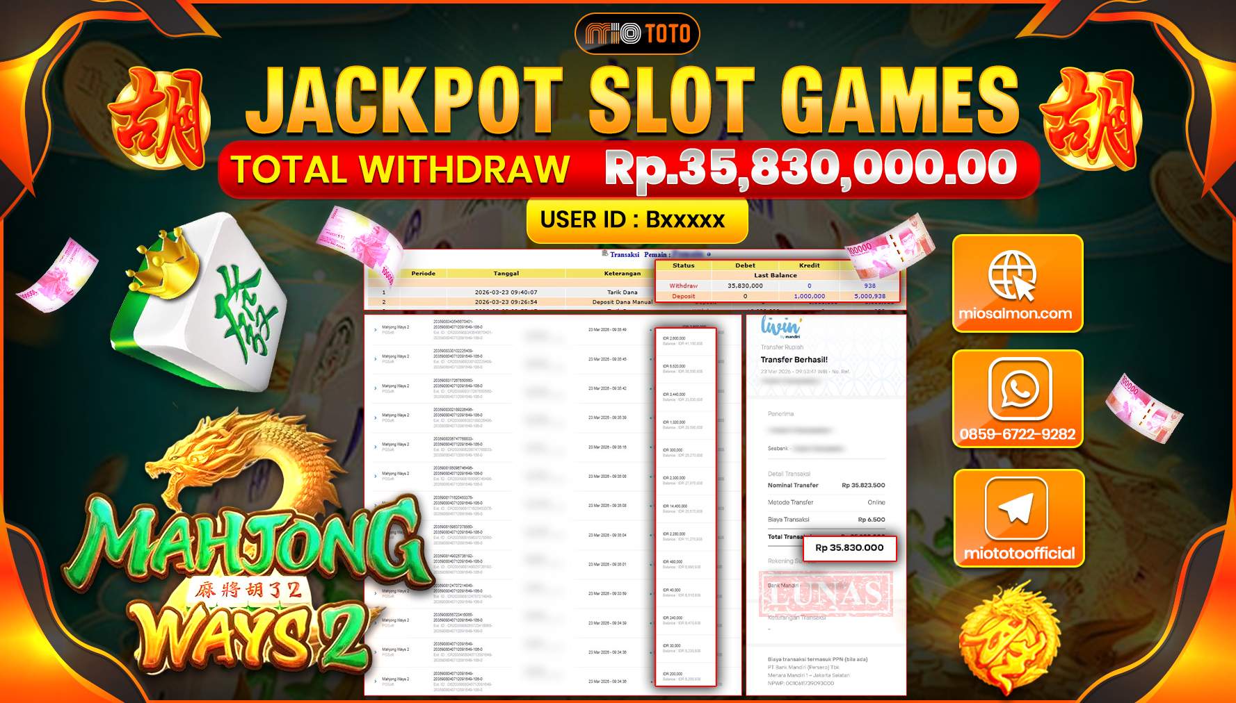 JACKPOT SLOT MAHJONG WAYS 2 Rp.35,830,000 DI BAYAR TUNAI !!!