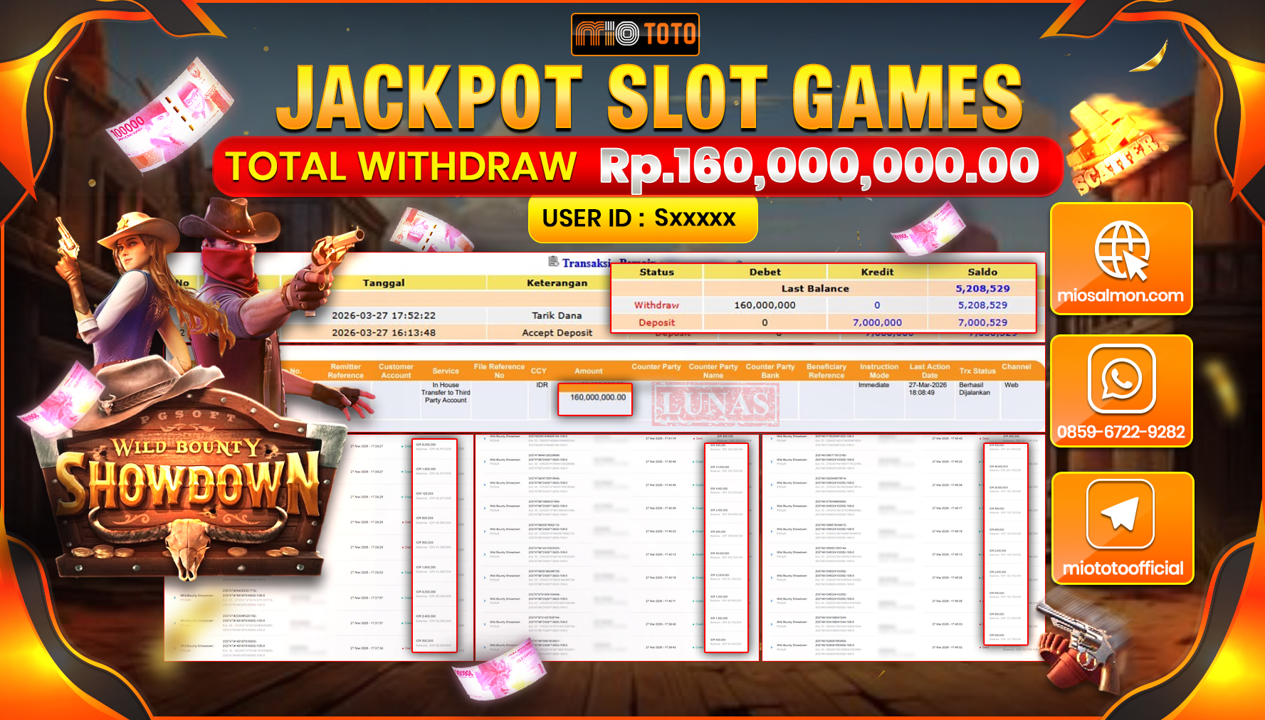 JACKPOT SLOT WILD BOUNTY SHOWDOWN Rp.160,000,000 DI BAYAR TUNAI !!!