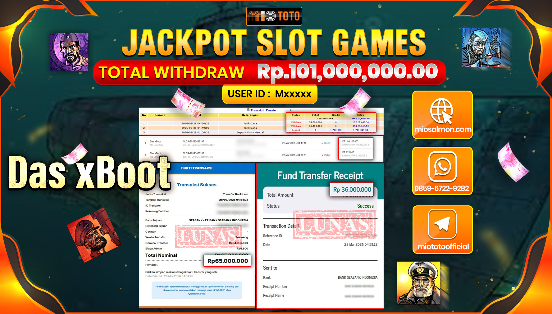 JACKPOT SLOT DAS XBOOT Rp.101,000,000 DI BAYAR TUNAI !!!