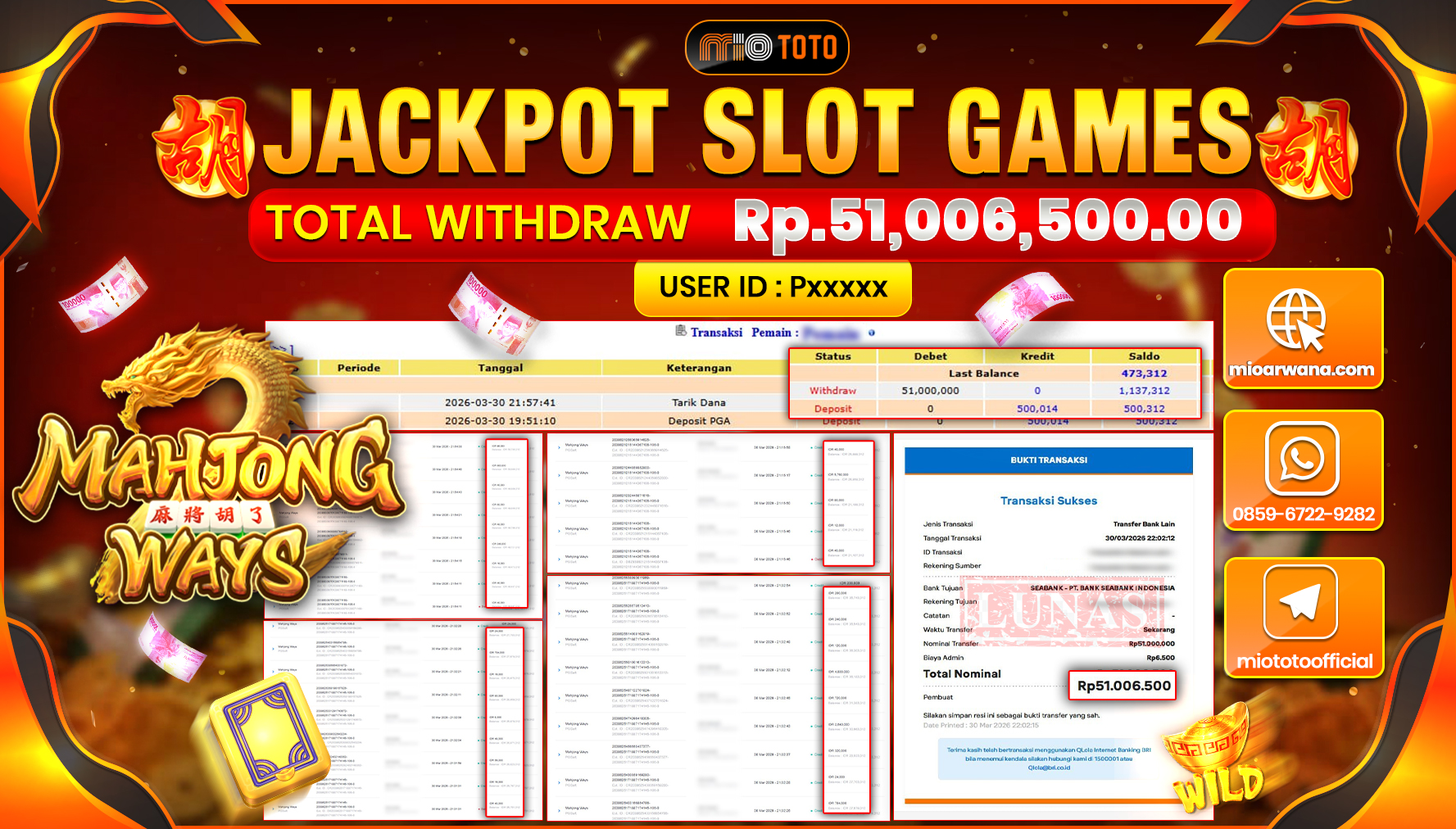 JACKPOT SLOT MAHJONG WAYS Rp.51,006,500 DI BAYAR TUNAI !!!