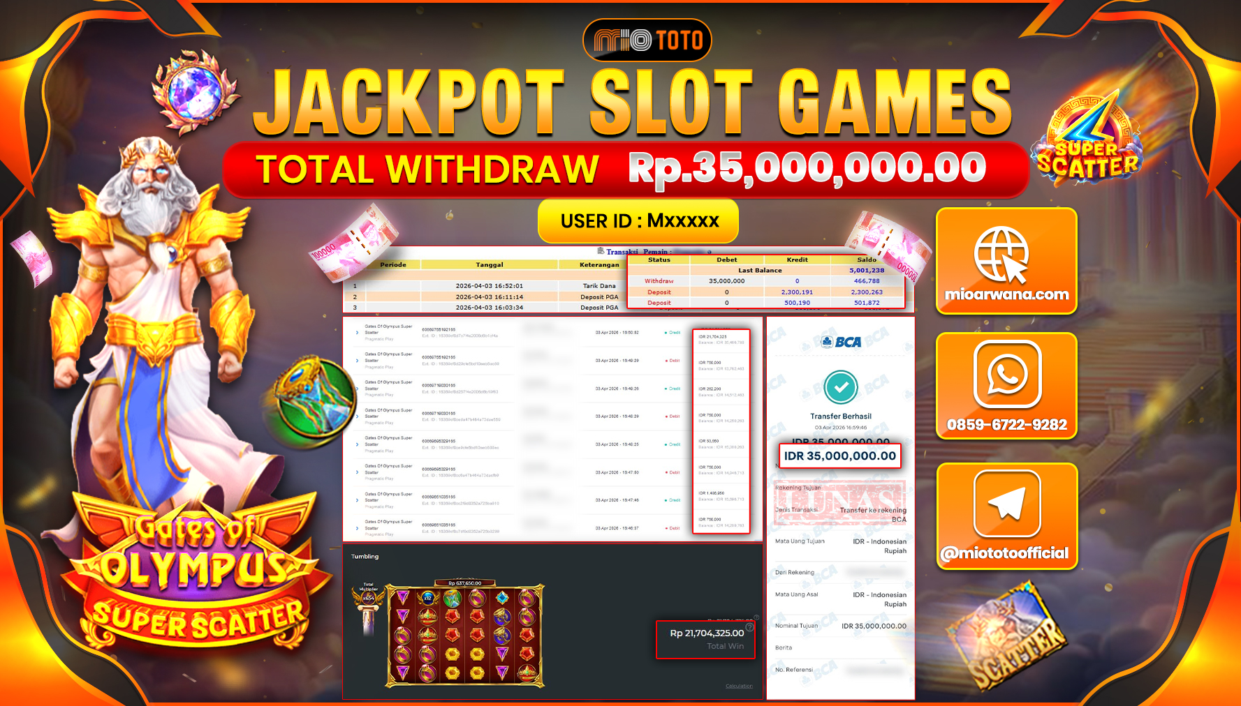 JACKPOT SLOT GATES OF OLYMPUS SUPER SCATTER Rp.35,000,000 DI BAYAR TUNAI !!!