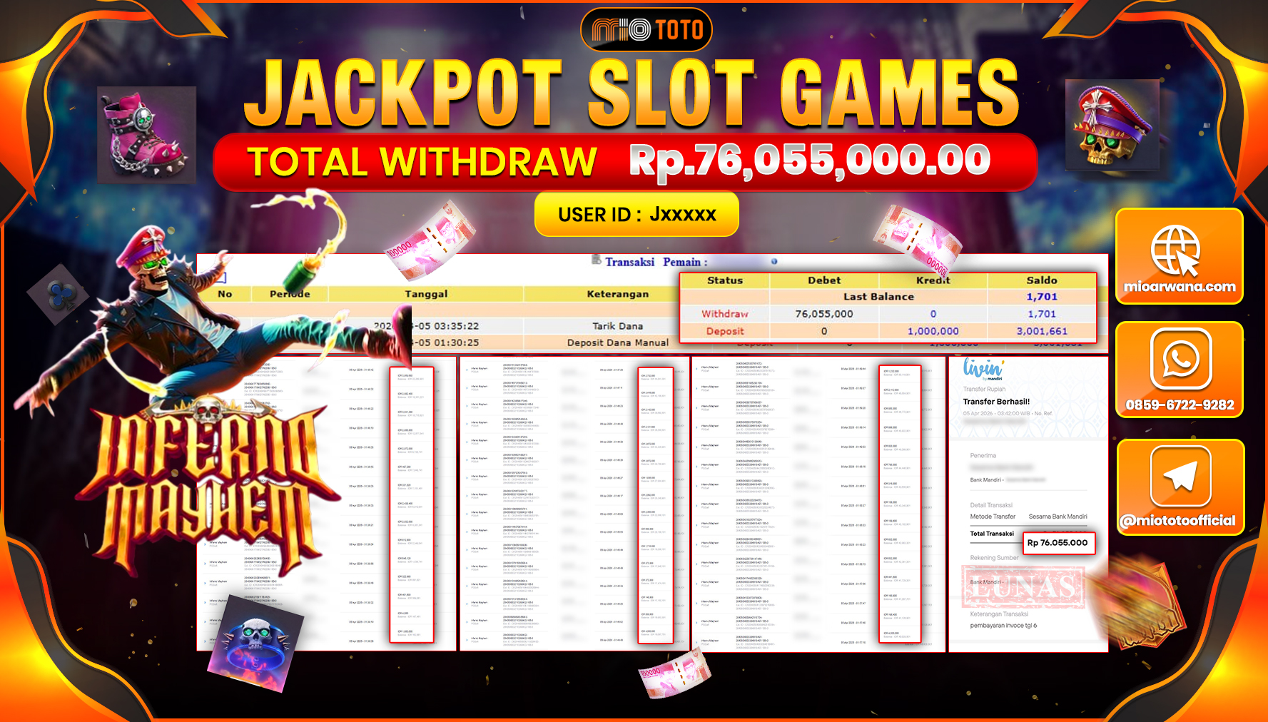 JACKPOT SLOT INFERNO MAYHEM Rp.76,055,000 DI BAYAR TUNAI !!!