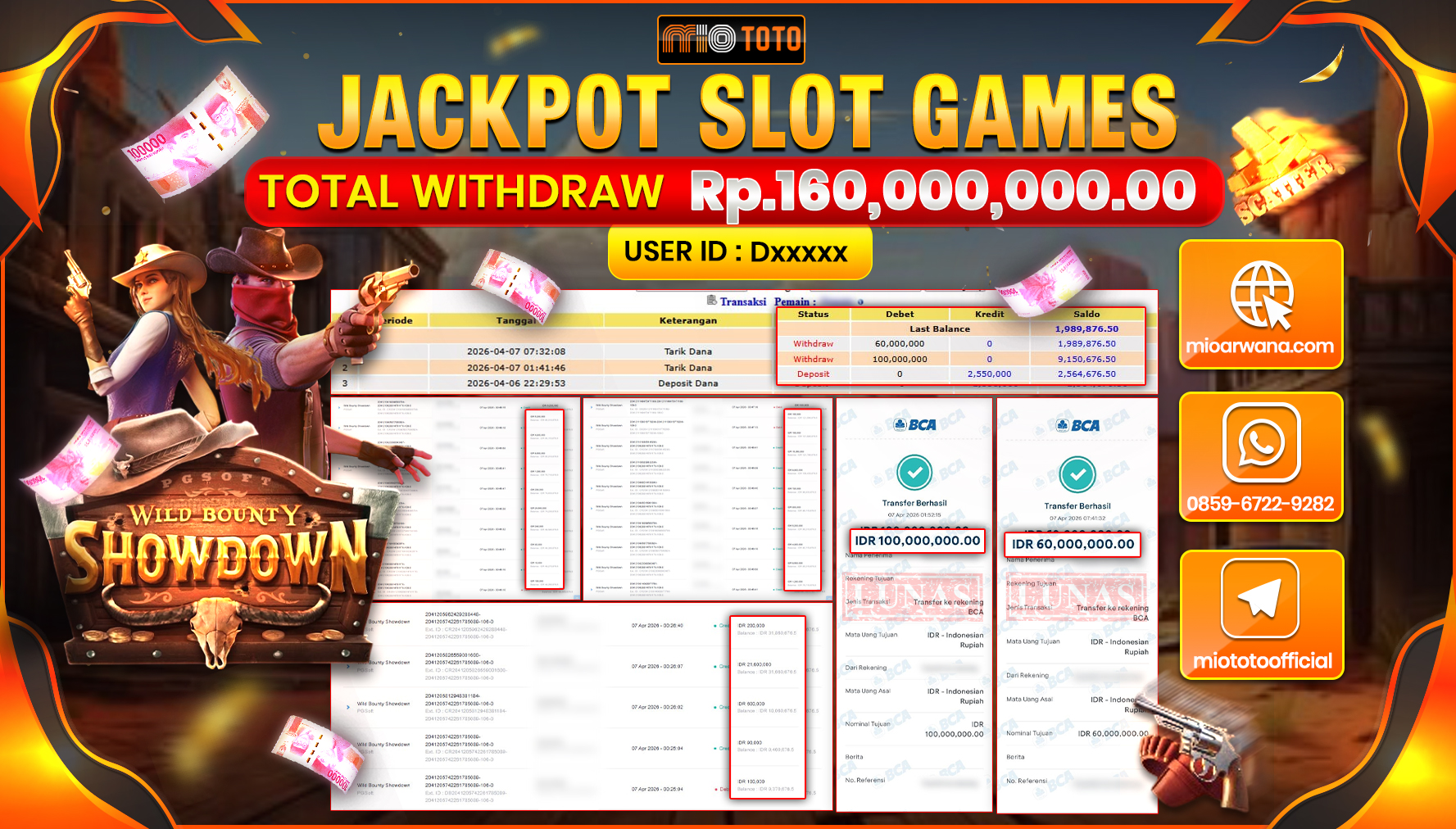 JACKPOT SLOT WILD BOUNTY SHOWDOWN Rp.160,000,000 DI BAYAR TUNAI !!!