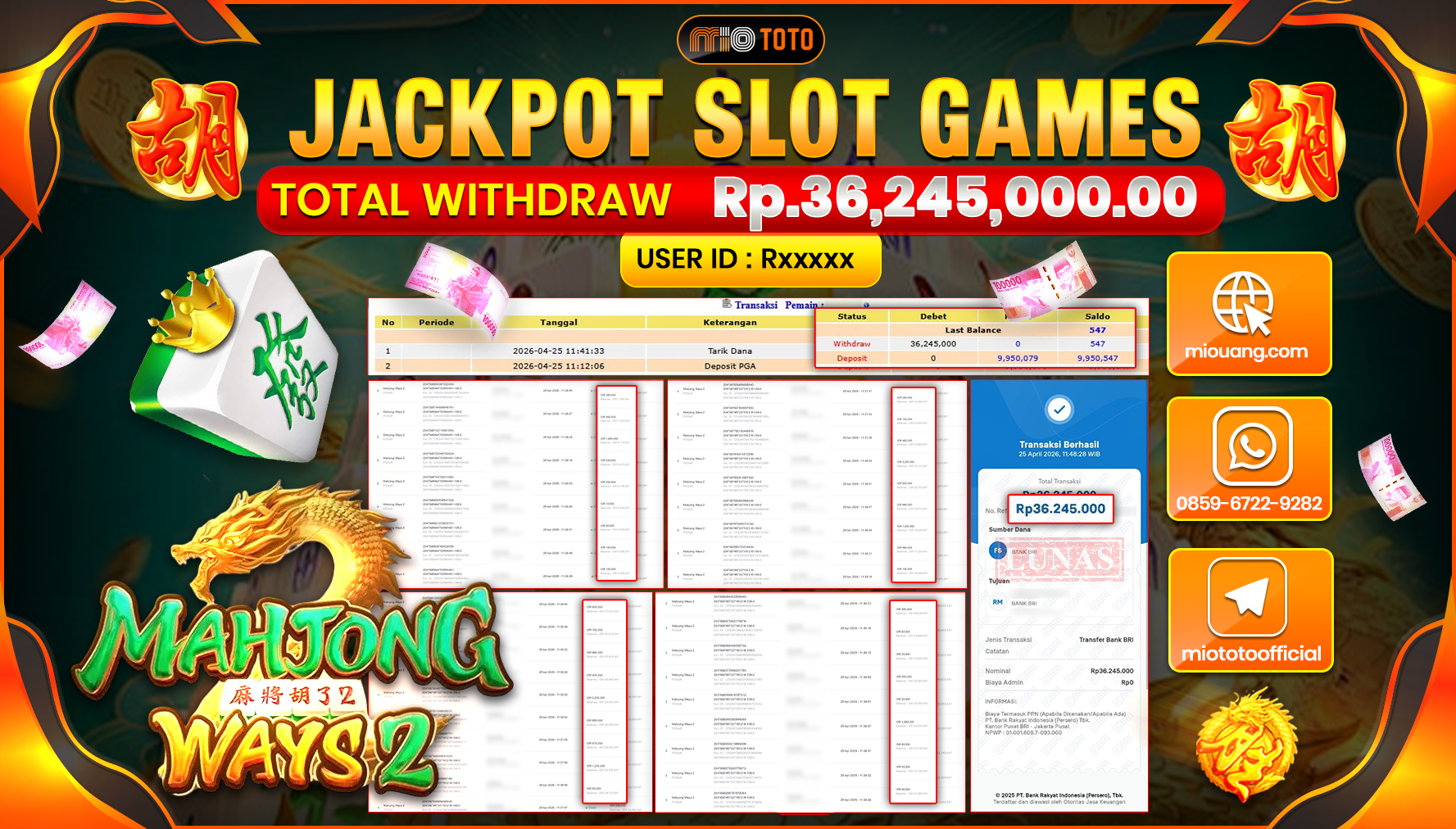 JACKPOT SLOT MAHJONG WAYS 2 Rp.36,245,000 DI BAYAR TUNAI !!!