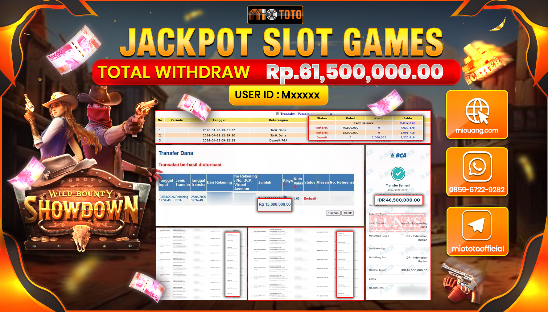 JACKPOT SLOT WILD BOUNTY SHOWDOWN Rp.61,500,000 DI BAYAR TUNAI !!!