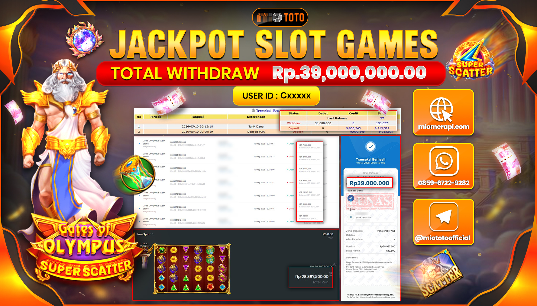 JACKPOT SLOT GATES OF OLYMPUS SUPER SCATTER Rp.39,000,000 DI BAYAR TUNAI !!!