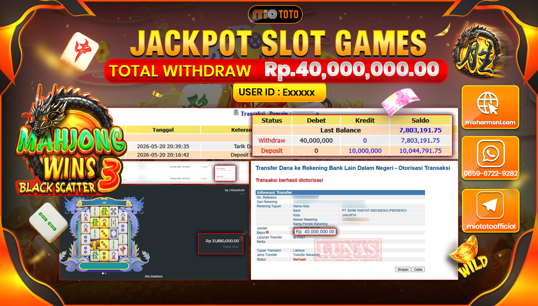 JACKPOT SLOT MAHJONG WINS 3 BLACK SCATTER Rp.40,000,000 DI BAYAR TUNAI !!!