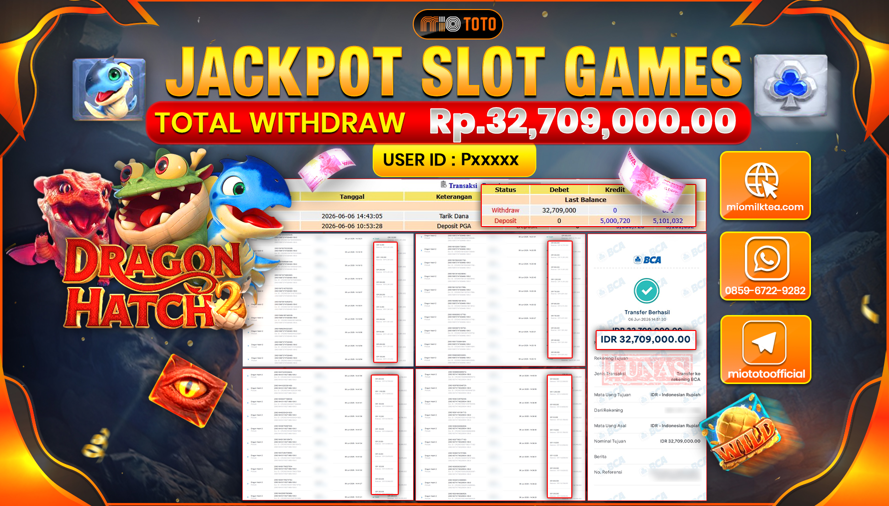 JACKPOT SLOT DRAGON HATCH 2 Rp.32,709,000 DI BAYAR TUNAI !!!