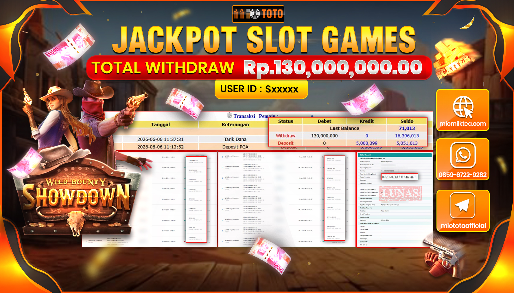 JACKPOT SLOT WILD BOUNTY SHOWDOWN Rp.130,000,000 DI BAYAR TUNAI !!!