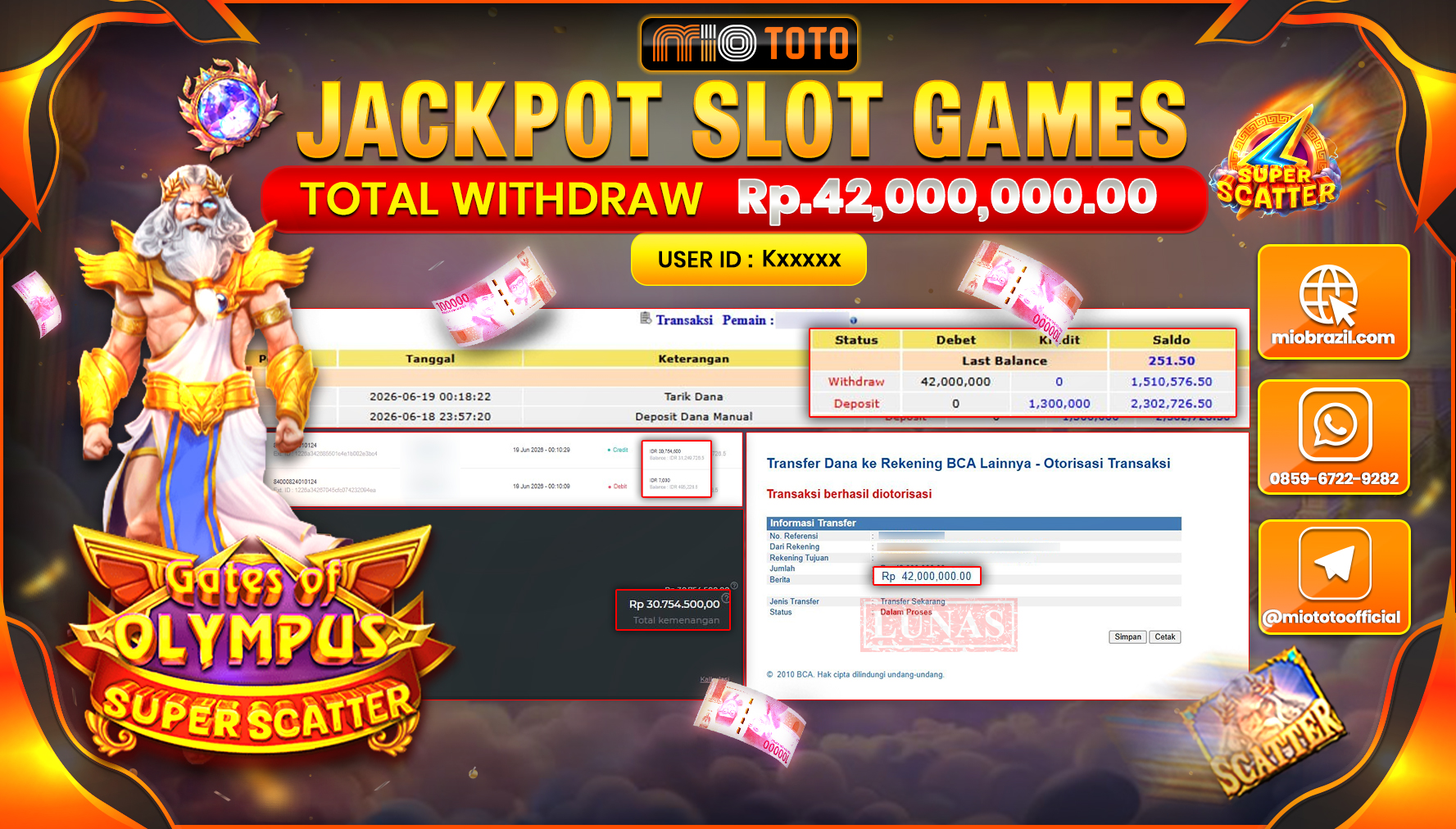 JACKPOT SLOT GATES OF OLYMPUS SUPER SCATTER Rp.42,000,000 DI BAYAR TUNAI !!!