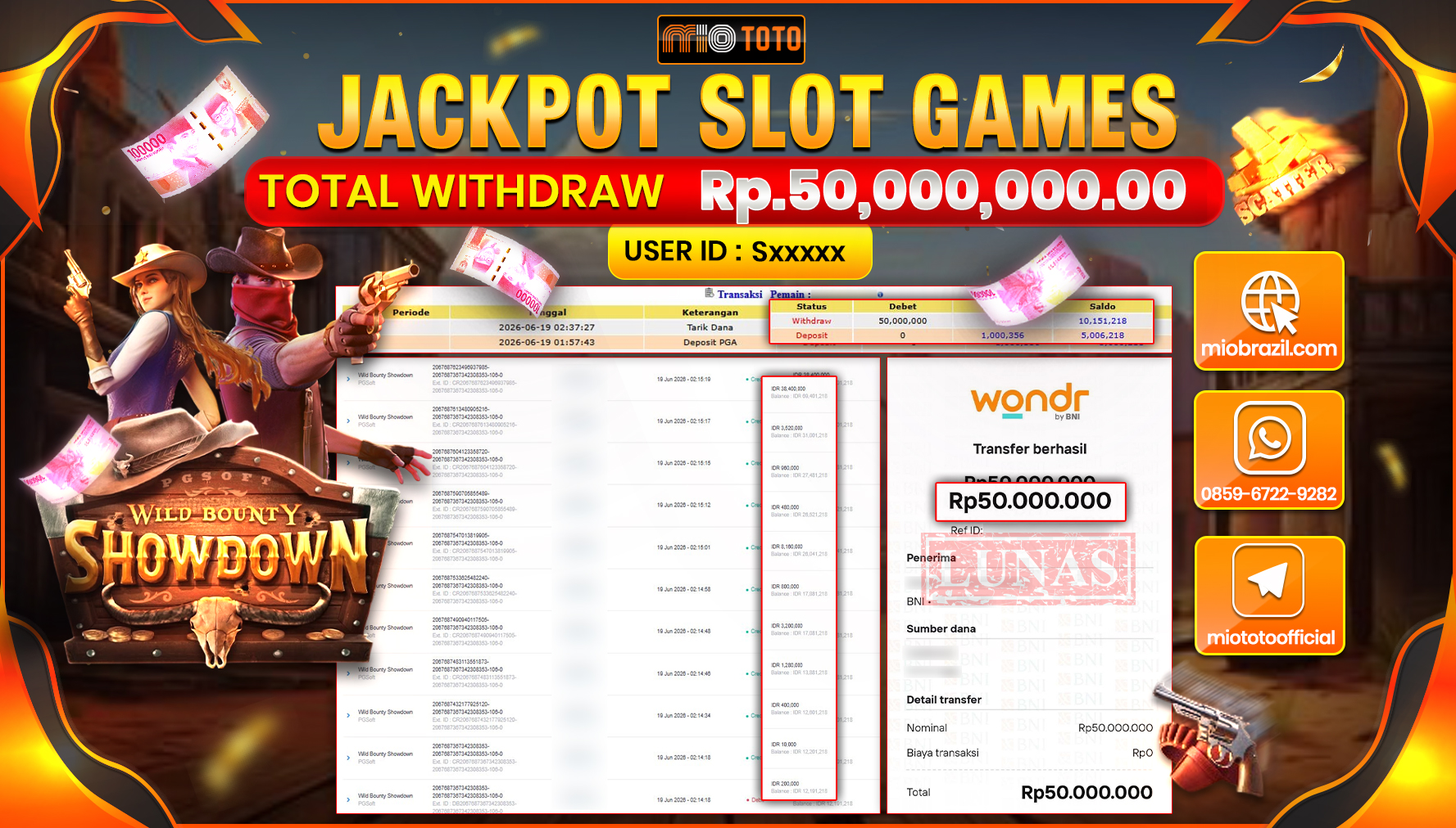 JACKPOT SLOT WILD BOUNTY SHOWDOWN Rp.50,000,000 DI BAYAR TUNAI !!!