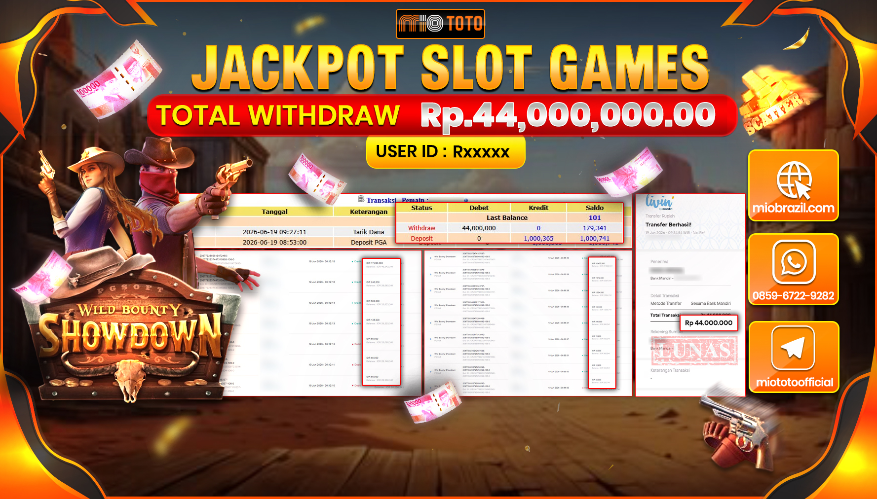 JACKPOT SLOT WILD BOUNTY SHOWDOWN Rp.44,000,000 DI BAYAR TUNAI !!!