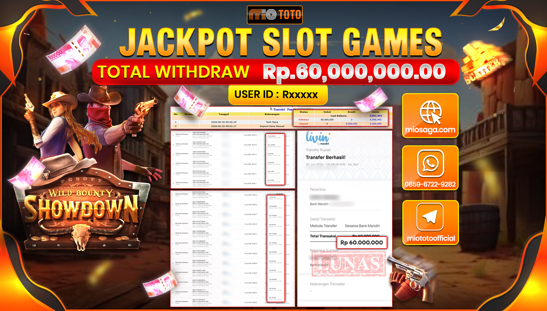 JACKPOT SLOT WILD BOUNTY SHOWDOWN Rp.60,000,000 DI BAYAR TUNAI !!!