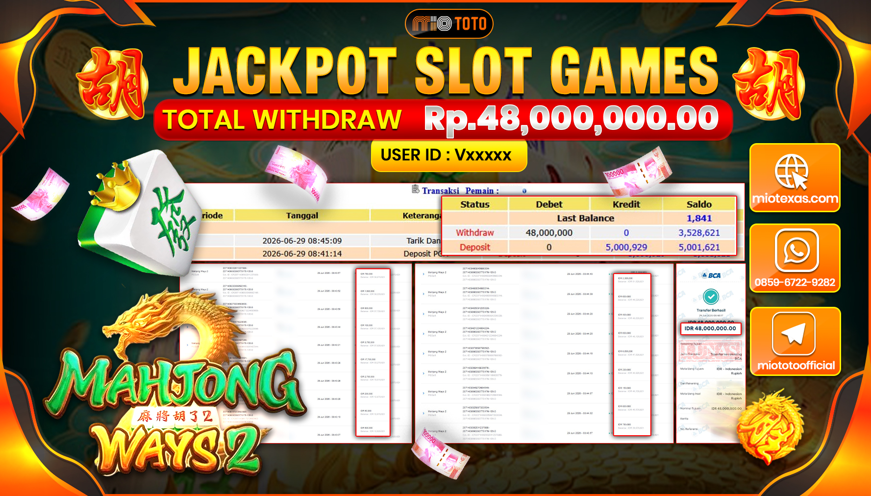 JACKPOT SLOT MAHJONG WAYS 2 Rp.48,000,000 DI BAYAR TUNAI !!!