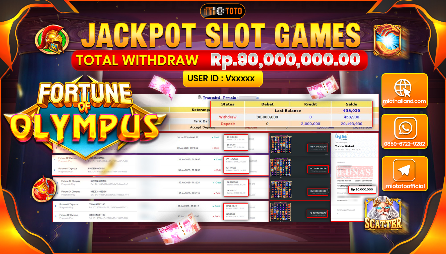 JACKPOT SLOT FORTUNE OF OLYMPUS Rp.90,000,000 DI BAYAR TUNAI !!!
