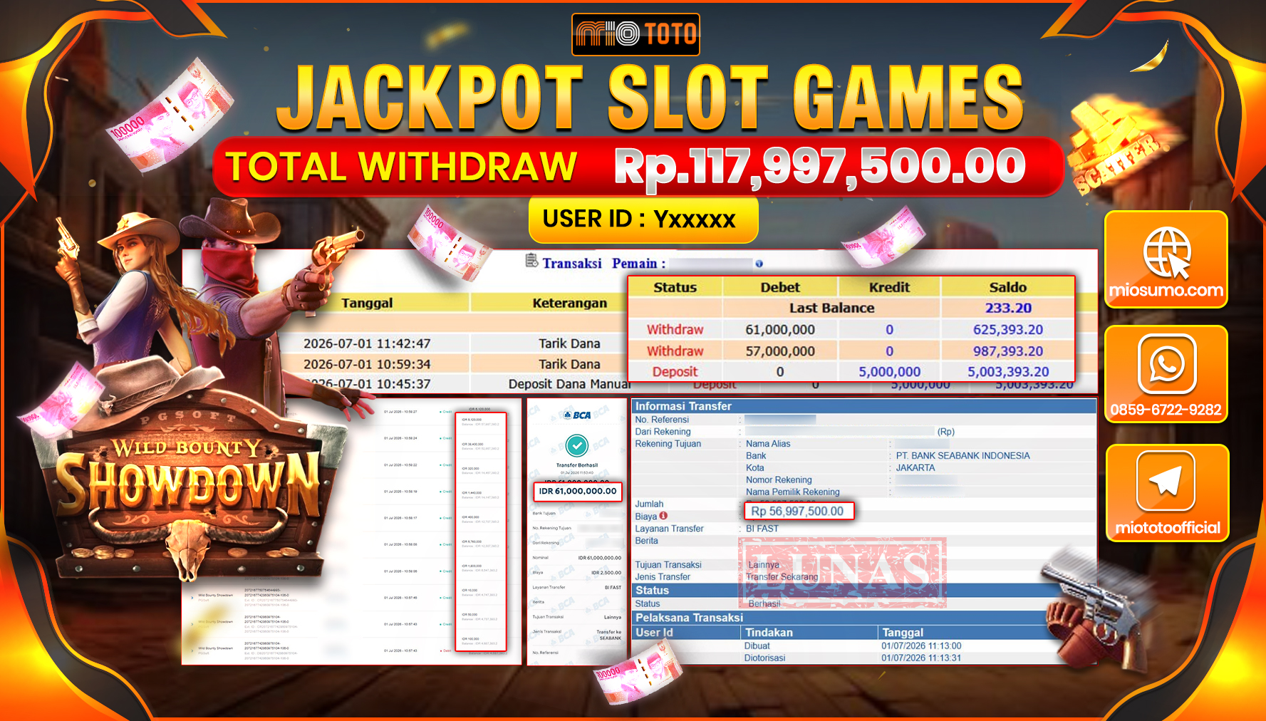 JACKPOT SLOT WILD BOUNTY SHOWDOWN Rp.117,997,500 DI BAYAR TUNAI !!!