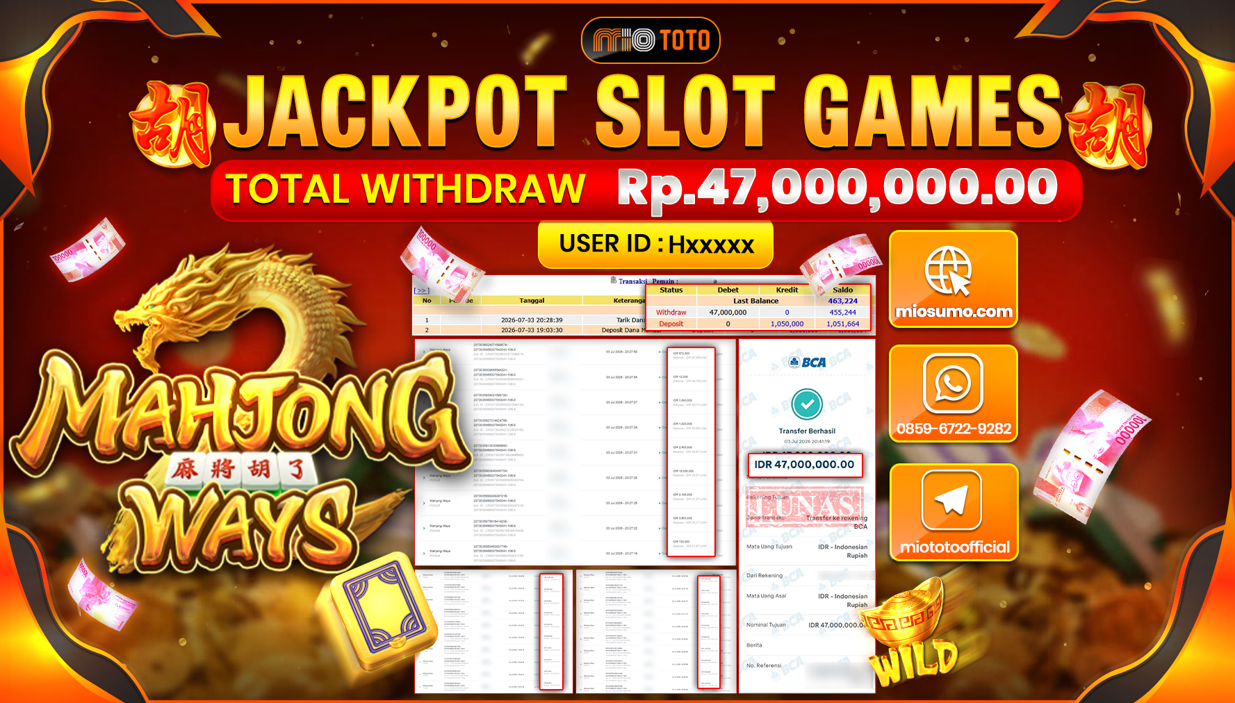 JACKPOT SLOT MAHJONG WAYS Rp.47,000,000 DI BAYAR TUNAI !!!