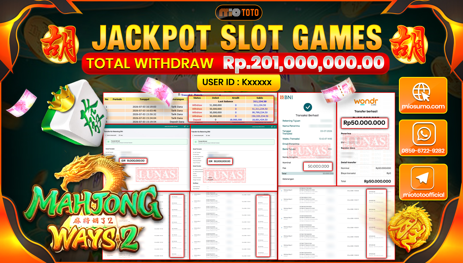 JACKPOT SLOT MAHJONG WAYS 2 Rp.201,000,000 DI BAYAR TUNAI !!!