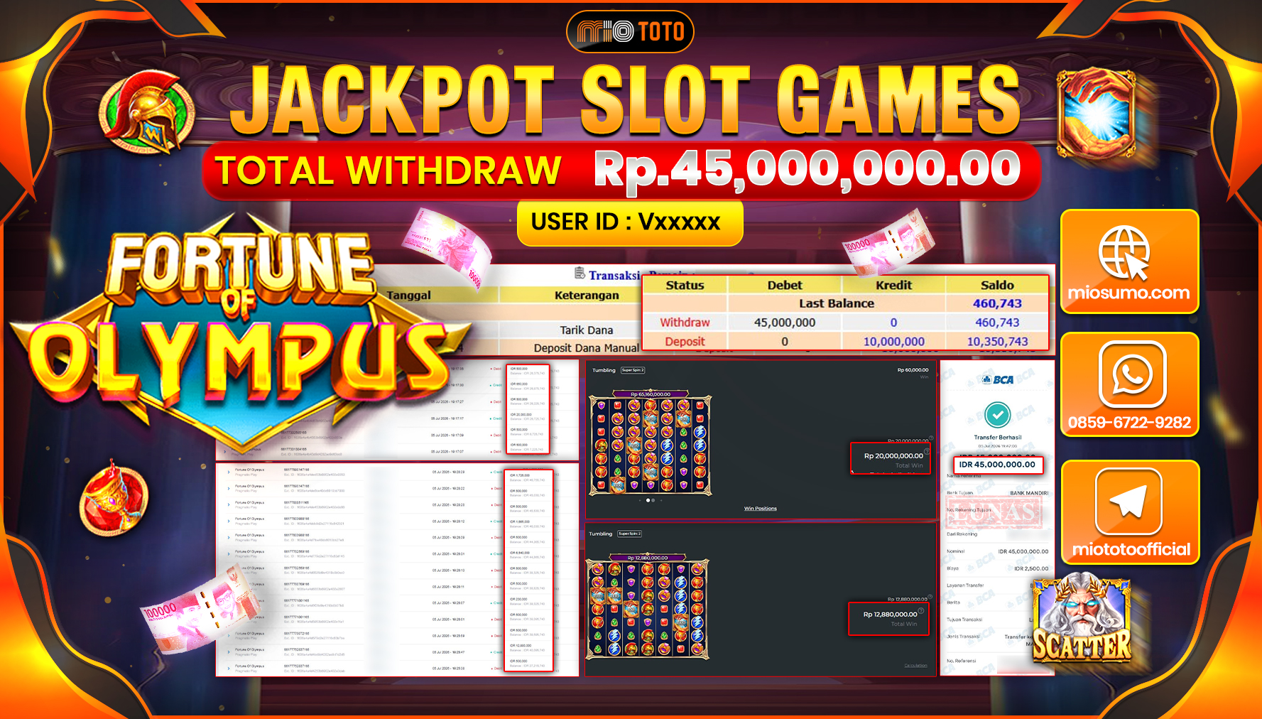 JACKPOT SLOT FORTUNE OF OLYMPUS Rp.45,000,000 DI BAYAR TUNAI !!!