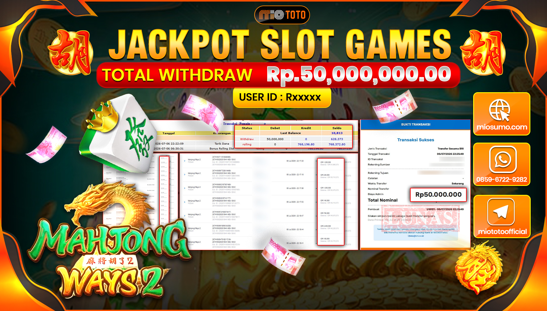 JACKPOT SLOT MAHJONG WAYS 2 Rp.50,000,000 DI BAYAR TUNAI !!!