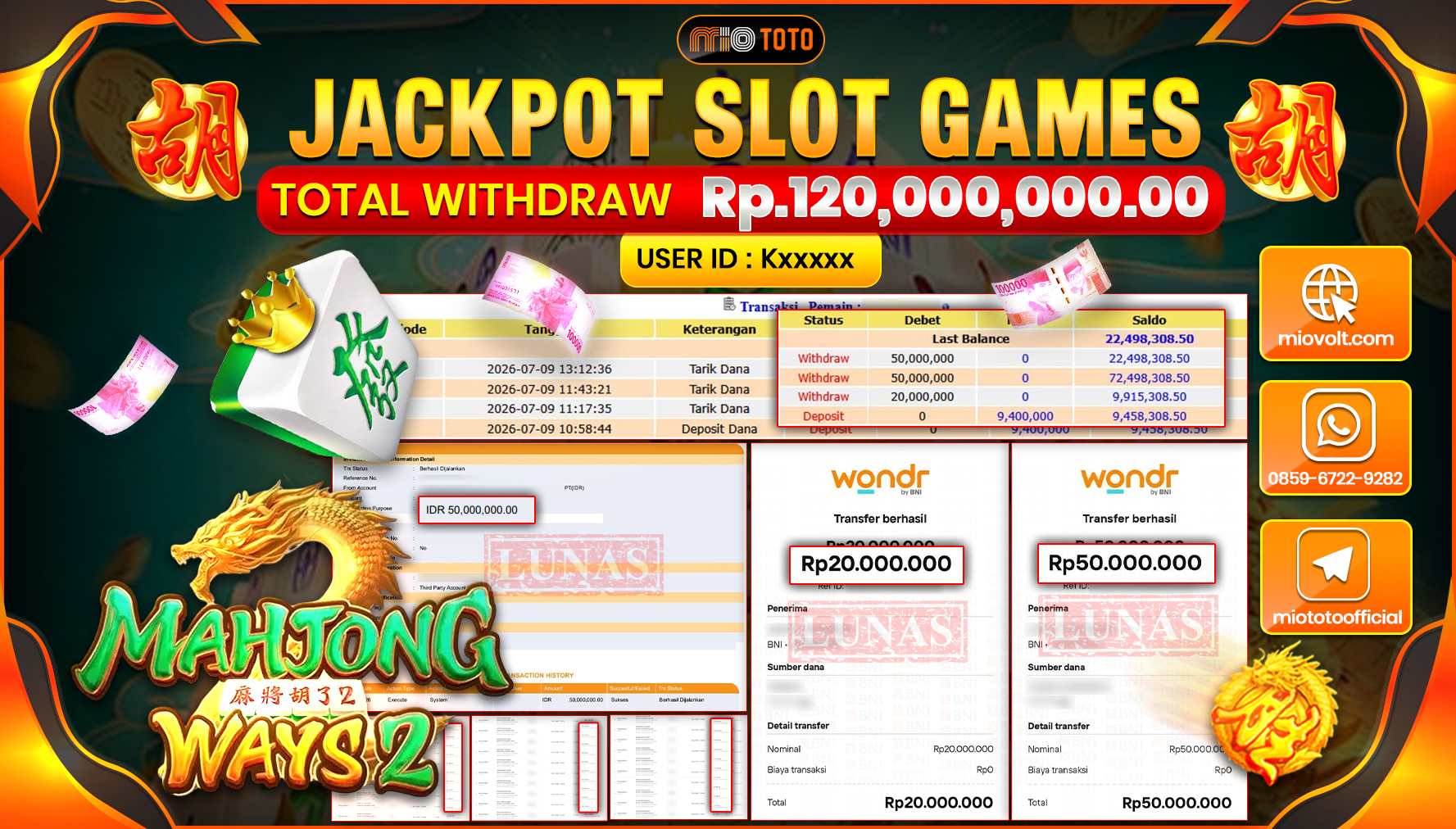 JACKPOT SLOT MAHJONG WAYS 2 Rp.120,000,000 DI BAYAR TUNAI !!!