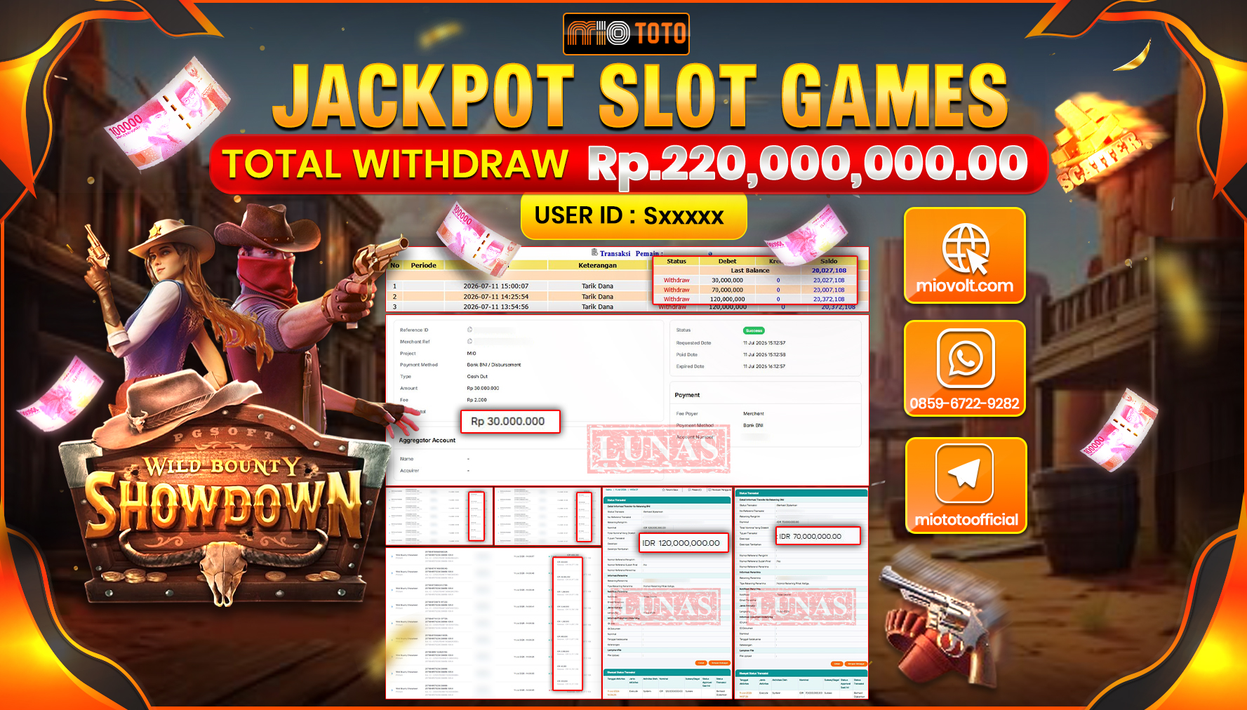 JACKPOT SLOT WILD BOUNTY SHOWDOWN Rp.220,000,000 DI BAYAR TUNAI !!!