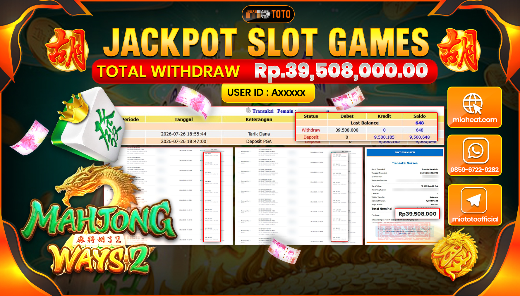 JACKPOT SLOT MAHJONG WAYS 2 Rp.39,508,000 DI BAYAR TUNAI !!!