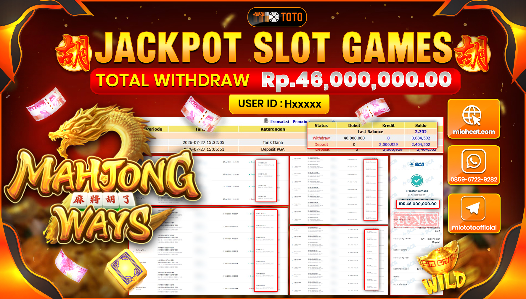 JACKPOT SLOT MAHJONG WAYS Rp.46,000,000 DI BAYAR TUNAI !!!