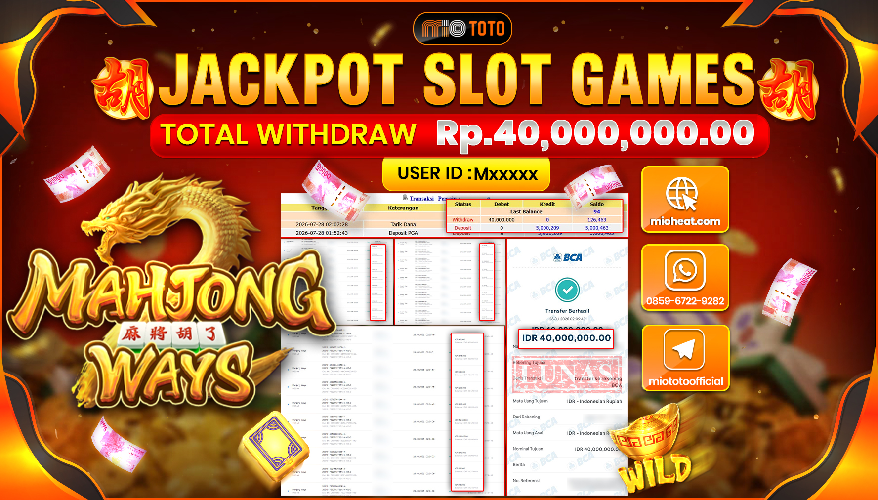 JACKPOT SLOT MAHJONG WAYS Rp.40,000,000 DI BAYAR TUNAI !!!